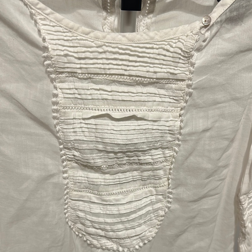 Zara White Pleated Puff Sleeve Dress size Large box 5 - Picture 2 of 11